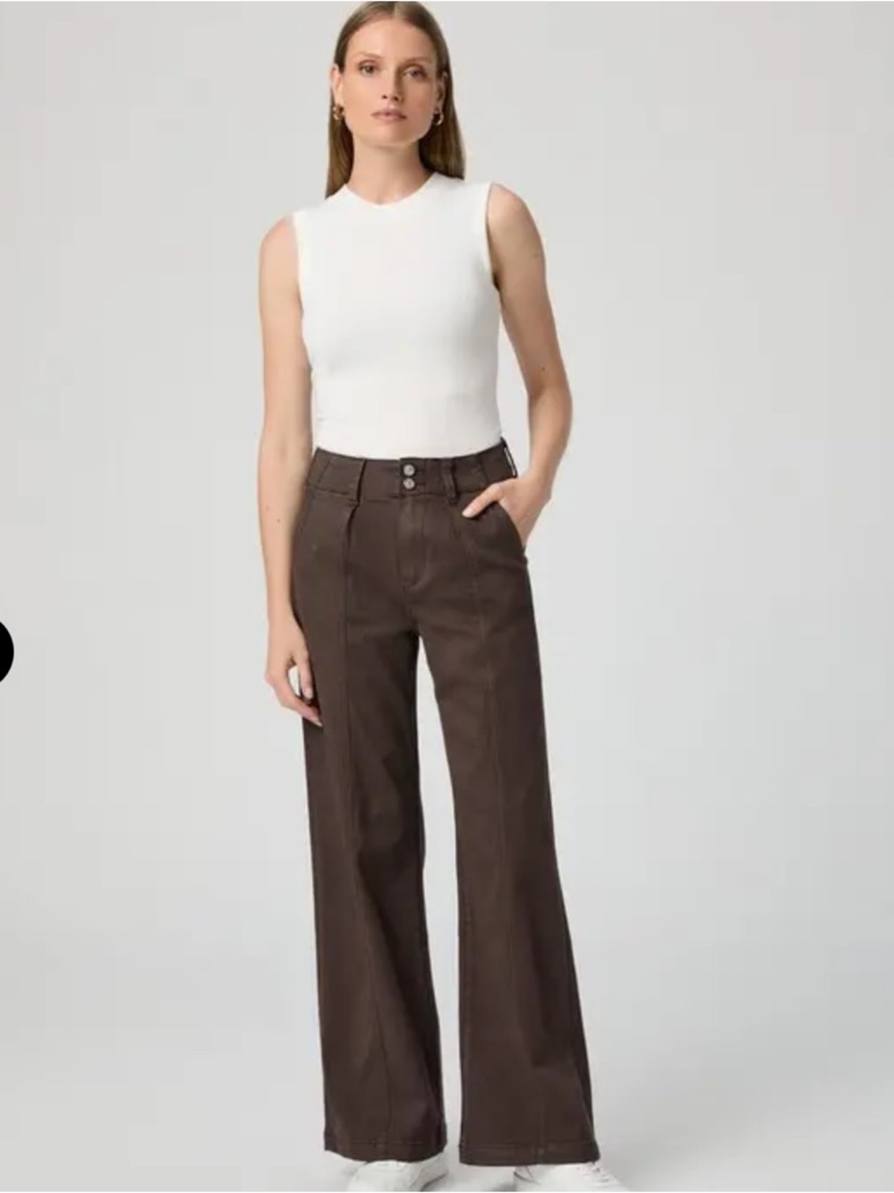 PAIGE Brooklyn Wide Leg High Waist Jeans Size 24 Mocha Brown